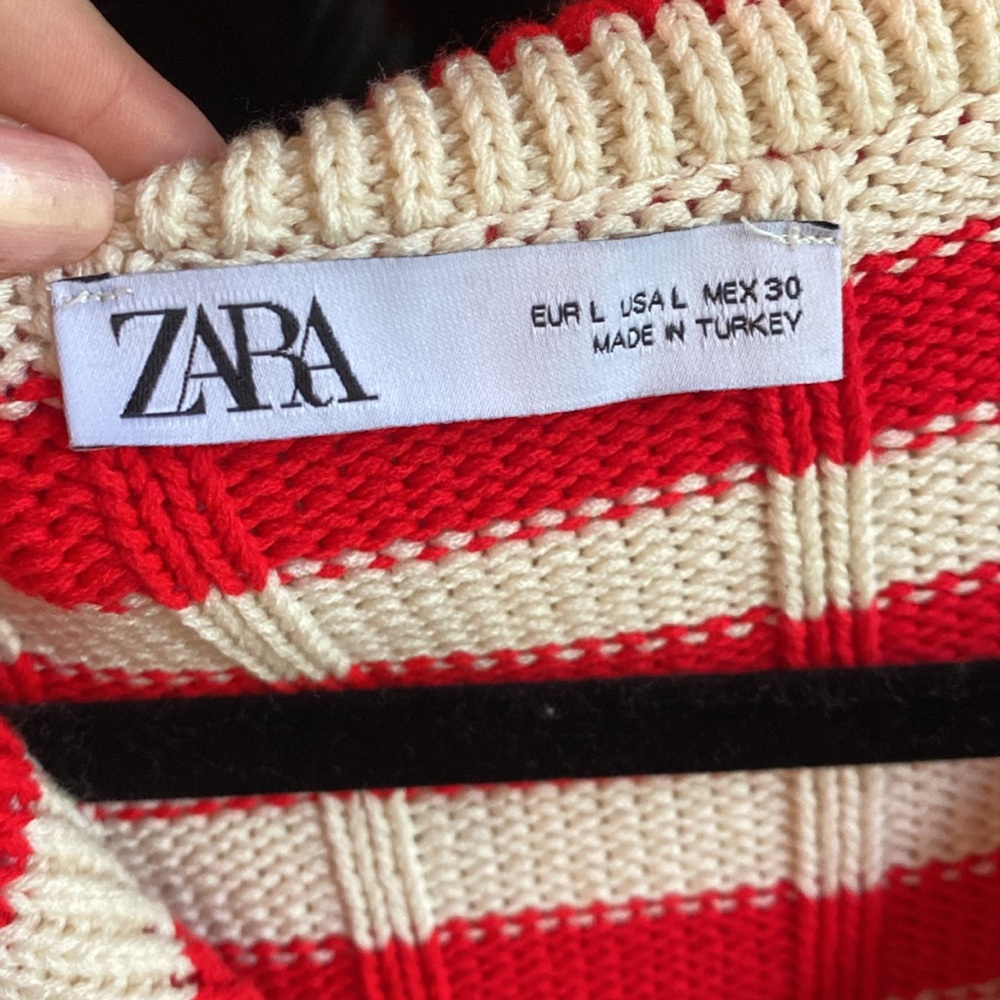 Zara Striped Cable Knit Cardigan Large - Picture 7 of 10
